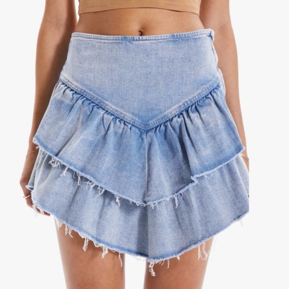 MOTHER Light Blue Denim Skirt
